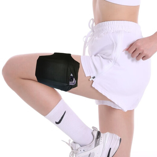 He Jiagong sports shockproof mobile phone leg bag running student unisex arm bag breathable elastic bag large black calf bag (30-40cm leg circumference)