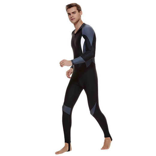 Miaopule Shark Bart Men's Thin Material One-piece Swimsuit Jellyfish Suit Wet Suit Men's Snorkeling Equipment Surf Suit 1330 Blue with Black and White L One Size