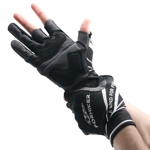 Wind Hunter Luya professional fishing gloves, sun protection, breathable, quick-drying, three-finger exposed, outdoor riding, non-slip, wear-resistant sea fishing gloves, FS-10, black, three-finger exposed, one size fits all