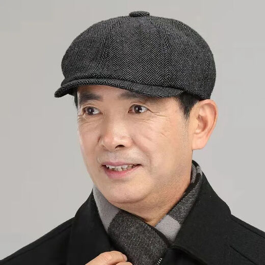 Tuzun beret dad hat autumn and winter old man's hat men's middle-aged spring and autumn old man's middle-aged and elderly octagonal hat dark gray