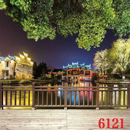 Internet celebrity anchor live broadcast background cloth Douyin Kuaishou video joke 3d three-dimensional background wall night scenery outdoor scene 6189 1.5 meters wide 2 meters high