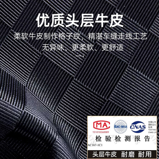 老人头头层牛皮短款男钱包卡包高级质感多卡位男钱夹送礼 黑色横款