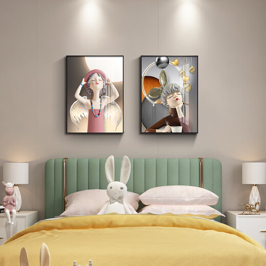 
Little Lulin children's room decoration paintings, little boy's room hanging paintings, cute bubbles, female bedroom bedside paintings, inspirational astronaut murals 13782-Bubble Girl Tempered crystal porcelain-60*80 black frame