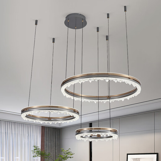 
Sendlanode light luxury chandelier living room headlights fashionable smart simple dining room bedroom LED chandelier 9721-8+6+4 eccentric circle