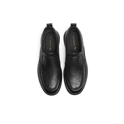 Red Dragonfly Casual Leather Shoes 2025 Spring New Men's Genuine Leather Shoes Business Middle-aged and Elderly Daddy Shoes WTA15051 Black 42
