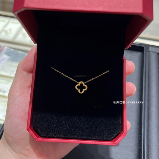 Chishe 18K gold lucky four-leaf clover necklace for women gold sterling silver hollow flower clavicle chain simple gift trendy new style