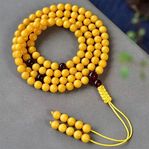 Amber style, one object, one picture, one certificate, 108 beeswax bracelets, men's and women's bracelets, amber beads rosary, Russian material, beads 20.07g 6.5mm