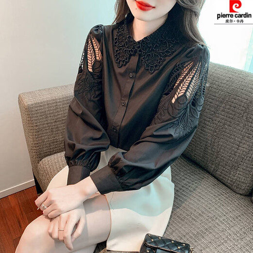 
Piercadian embroidered cotton shirt for women's autumn new fashion embroidered white shirt loose and versatile long-sleeved top CY9227 White M [Suggested 96-110Jin [Jin equals 0.5 kg]]
