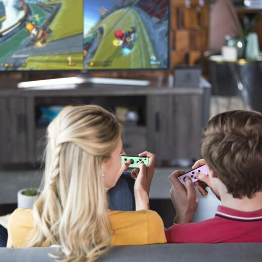 JD Express switch game controller is suitable for Nintendo JOYCON controller somatosensory vibration for two people in a row NS plug and play Switch2 controller OLED elegant purple green + hand rope supports somatosensory/original fitness ring *with NFC