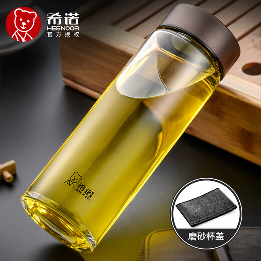 Heenoor Glass Cup Одиночный слой утолщенный мужчина и женщины с большими возможностями делают чайные чашки Портативная домашняя чашка с крышкой 300 мл натурального цвета XN-6173 300 мл черного цвета XN-6173