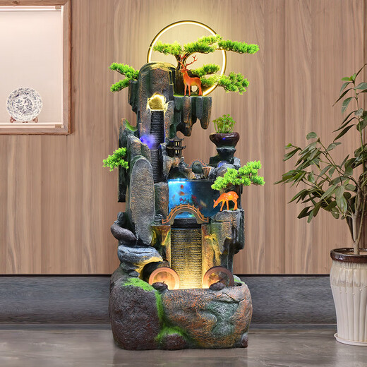 Botianxuan Fengshui Wheel Rockery Flowing Water Fountain Living Room Fish Tank Humidifier Decoration Huge Mountain Ornament Circulating Water View Floor 9923 Small 45*33*108cm