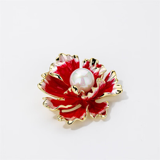 Qlady peony flower brooch high-end women's sweater corsage anti-exposure pin coat suit accessories silk scarf button birthday gift