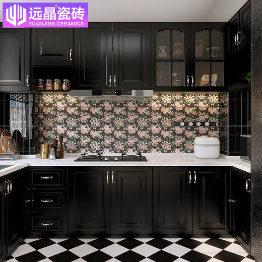 远晶卫生间瓷砖300x600墙砖厨房法式复古连纹花砖地砖南洋风瓷片广东 FW3519P-哑光全瓷-300*300