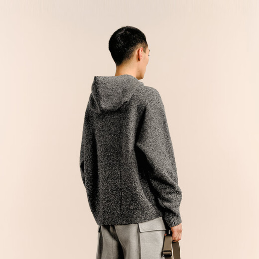 Sketch men's 2025 spring and summer new product environmentally friendly thick needle single-sided long-sleeved sweater hooded loose retro 9P1315050 071 gray S