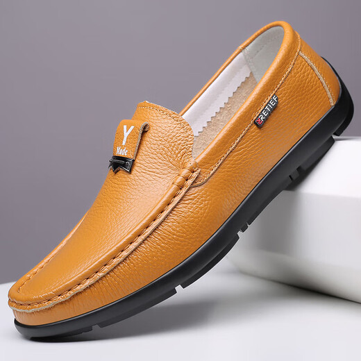 Dick Lane Dick Lane Light Luxury Bean Zapatos para hombres 2025 String and Summer Hollow Nuevo estilo para hombres Ligero suave zapatos de cuero plano para hombres 5008 Negro (hueco) 41