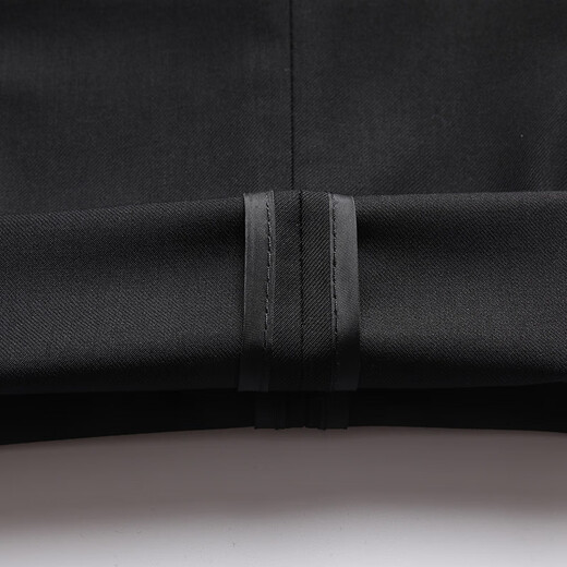 ROMON suit men's business slim formal dress groomsmen suit groom suit single button suit black 2XL