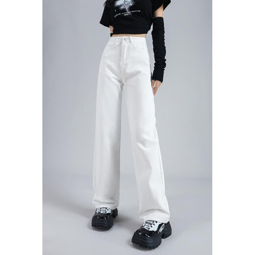 Simple 2023 Automne et hiver nouveau pantalon en denim polyvalent pour les femmes coréennes hautes hautes rythmes décontractés pantalons de plancher à jambes droits rétro 9853 xs