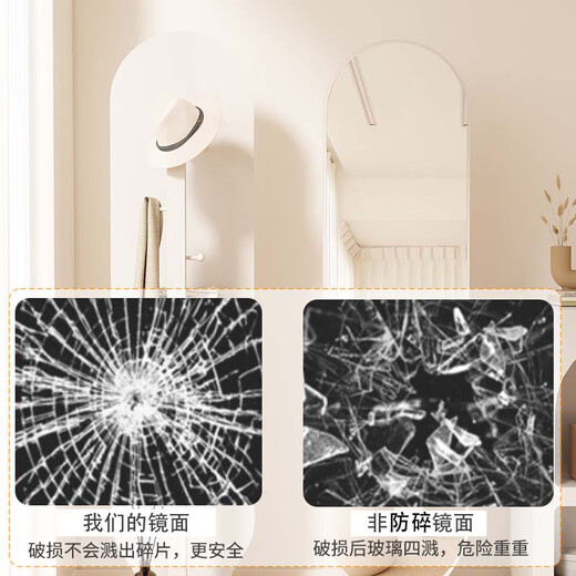 Small craftsman dressing mirror and coat rack integrated rotating full-body mirror multi-functional mobile floor mirror white 165*40