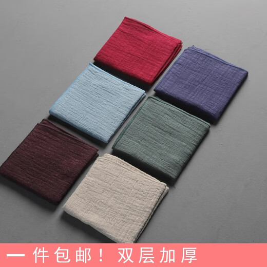 Sweet encounter handmade pure cotton and linen double-layer thickened absorbent tea towel cotton fabric tea rag Japanese Zen tea cloth brown