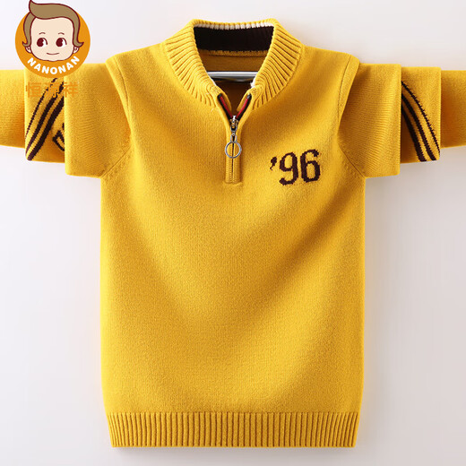Hengyuanxiang Pure Cardigan Boy Sweater Autumn and Winter Semi-Zipper Sweater espesado de jarra de larga distancia de niños medianos Gray 140