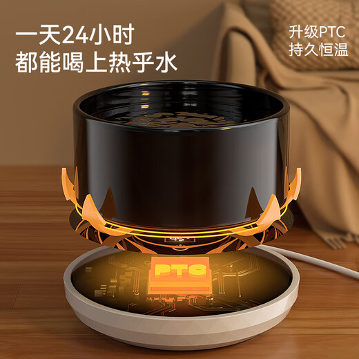 CLCEY恒温猫咪饮水机酸奶机陶瓷加热猫碗宠物冬季保温喝水水碗狗喝水器 樱花粉600ml陶瓷碗+数显3档恒温