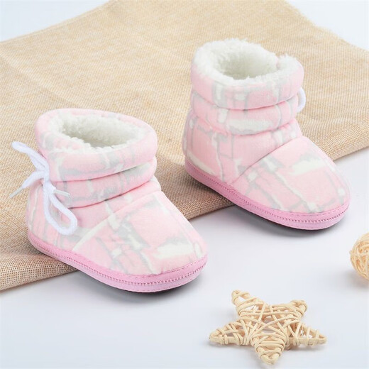 Recalling the baby shoes autumn and winter high-top newborns soft bottom cotton shoes 0-6-12 months of men's and women's treasure shoes cotton boots ethnic blue (style color random distribution) 11 cm inner length (about 11cm average)