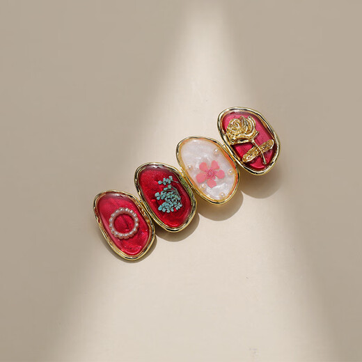 Chimera (CHIMERA) Retro Red Oil Drop Hairpin Side Clip Hairpin Side Clip Bangs Clip Hair Accessory Women's Headwear Girl's Birthday Gift