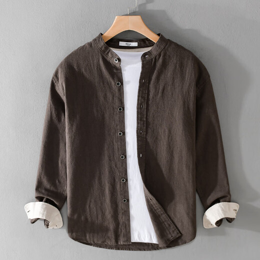 构致（GLOY&ZENITH）纯色苎麻长袖衬衫男新款透气棉麻休闲衬衣基础百搭亚麻外套简约 9896白色 XL 130-145斤