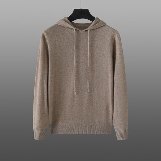 鄂尔多斯市产2024秋冬新款羊绒帽衫男带帽纯色长袖针织衫连帽毛衣 产自鄂尔多斯市-藏蓝色 M