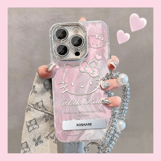 彩媛樱hellokitty适用苹果16手机壳新款iphone15promax保护套14pro镜头1 羽毛银天使眼-银色-NM13598粉色 iPhone15