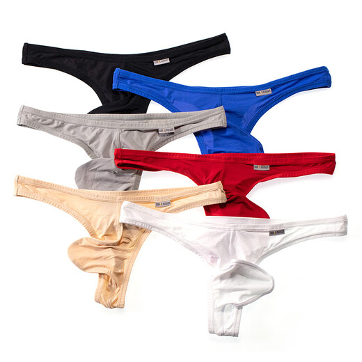 Fearless Captain Trendy Men's Low Waist Sexy Elastic Tight Sports Thin T Pants Youth Large Size U Protruding Big Bag Thong Red 1 Pair L