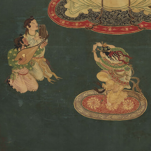 Gemälde von Amitayus Buddha aus der Song-Dynastie, antike Gemälderolle, berühmtes Gemälde, Replik eines antiken Gemäldes, dekoratives hängendes Gemälde, Gemälde von Tathagata beim Predigen, Bild 11165 aus der Song-Dynastie, 30 x 50 cm (Gemälde in Herzgröße), milchig weiß gerahmt