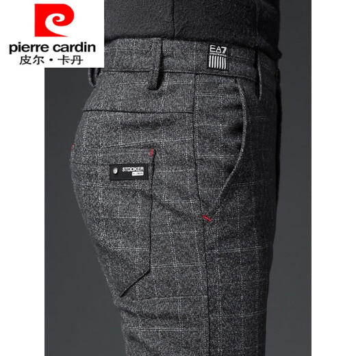 Pierre Cardin Frühlings- und Herbst -Herren -Casualhosen -Geschäft West. Hosen mit gewebten Haaren und vielseitigem Westen. Koreanischer Stil Trendy Dad Plaid Hosen Blau 1098 Styles regulär 32 zwei Füße fünf