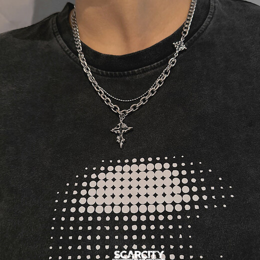 Bai Qixin necklace men's trendy cross pendant clavicle chain men's fashion niche high-end accessories sweater chain pattern cross necklace