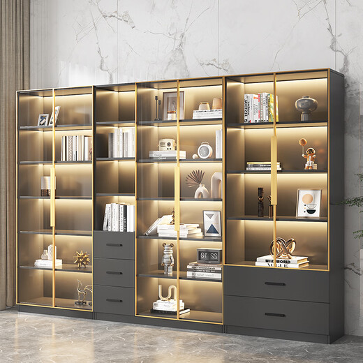 Chugong solid wood bookcase with glass door can be customized for home living room integrated wine cabinet hand-made display combination storage storage cabinet 40cm single door elegant white