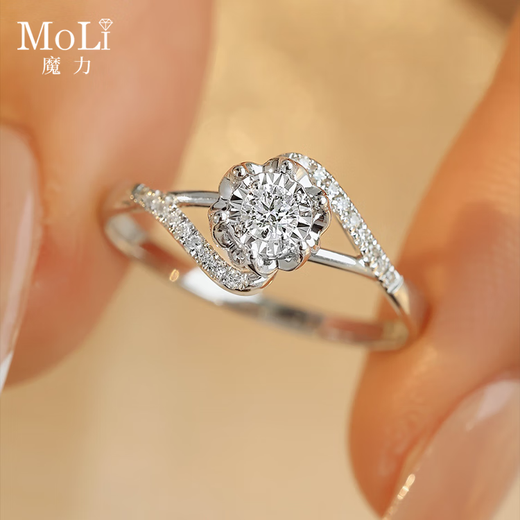 Magic Spot Diamond Ring Natural Diamond Proposal Ring Women's Flower of Love Twisted Arm 18K Gold Small Fractional Diamond Group Set Natural Diamond Ring + Exquisite Packing Box Please contact customer service for details