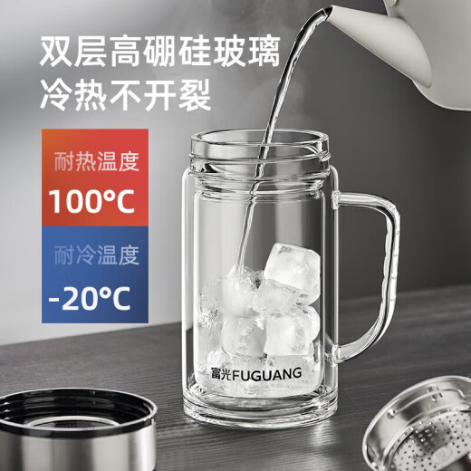 Fuguang glass large capacity portable tea cup office glass water cup transparent thickened