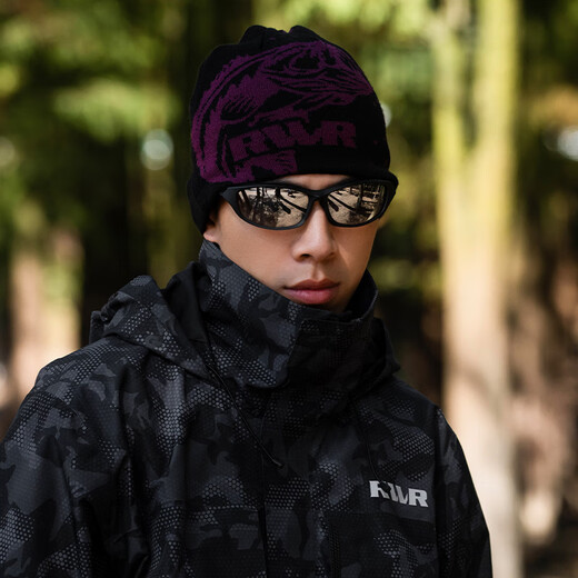 RVVR Luya Winter Warm Line Hat Outdoor Knitted Hat Fishing Baotou Ear Protection Soft Skin Friendly Warm Velvet Hat Shadow Black One Size