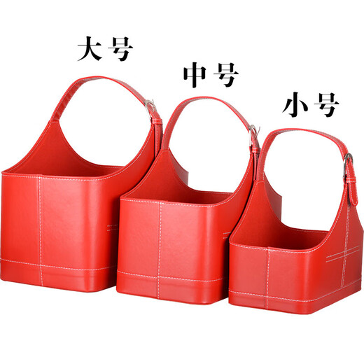 Huixiang Storage Basket Leather Gift Basket Portable Basket Fruit Red Wine Gift Basket Gym Personal Training Special Large Tool Basket Brown 0113 Small Size