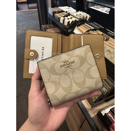 
CoaCH (COACH) wallet CoaCH Women's wallet snap zipper coin wallet leather half-fold card bag carriage white letters