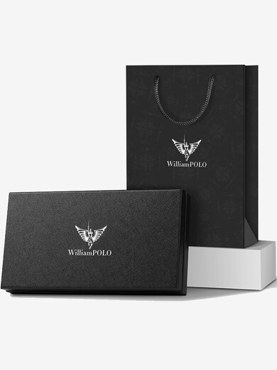 Williampolo Kaiser Paul Anti-Diebes-Bürsten 25 Multi-Card-Kartenpaket für Männerlizenzkartenkarten Karthahnhöhe Langes Reißverschluss Mobiltelefon Beutel Schwarz mit Theken Geschenkbox