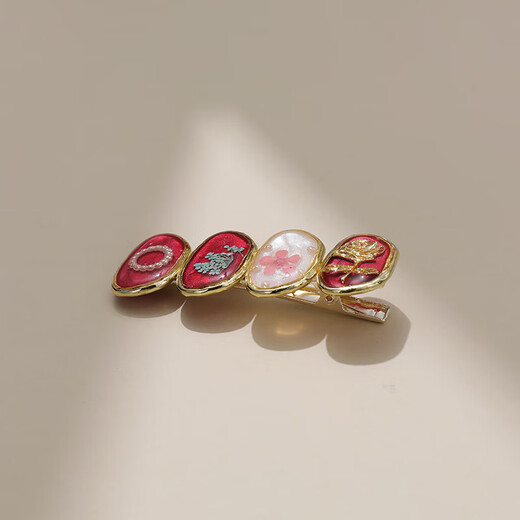 Chimera (CHIMERA) Retro Red Oil Drop Hairpin Side Clip Hairpin Side Clip Bangs Clip Hair Accessory Women's Headwear Girl's Birthday Gift