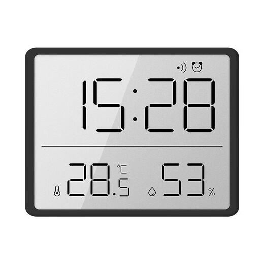 Ink screen clock large screen ink screen clock household electronic wall hanging large screen intelligent temperature and humidity student bedside black 9905