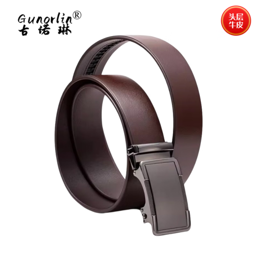 Gunorine Gunor Lin Brand Men's Noust Style Top Top Layer Business Couche de vache décontractée CELaire de vache de vache Men Gift d'anniversaire pour papa G653 Ceinture noire plate 115cm [boîte cadeau haut de gamme] 115cm pour les autres tailles Veuillez passer une commande de note