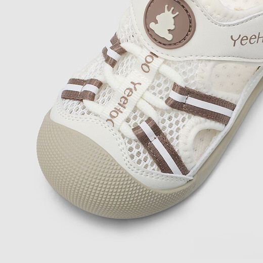 YEEHOO children's shoes summer breathable infant sandals soft sole non-slip toddler shoes mesh children's sandals beige size 21 recommended foot length 12-13cm