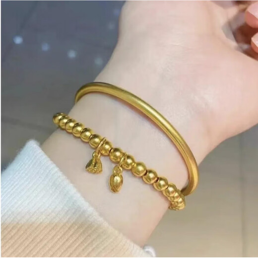 Fat Donglai's same style gold-plated silver bracelet for women, Vietnamese sand gold ancient method inheritance bracelet + two generations of joy bracelet, 4N 40g two-piece set 150-180Jin Jin is equal to 0.5kg (65 circle)