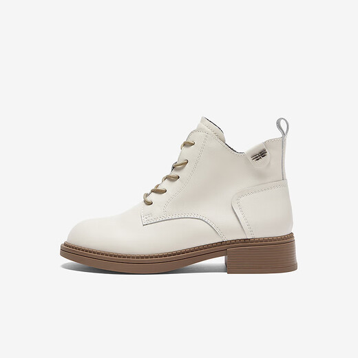 Best Western Winter Shopping Mall Same Fashion British Martin Boots Cowhide Strap más Boots cortos de Velvet Women YD228DD3 BEIGE 37