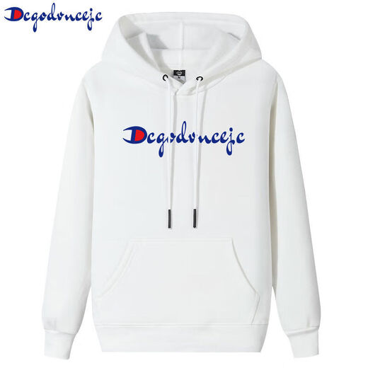 Champion Sweat-shirt de bon augure pour hommes et hommes avec coton à capuche Coton décontracté et polyvalent classique imprimé en veilt pull à sweat à capuche Couple de couple GJ9901-No Velvet-White M 80-105Jin [Jin est égal à 0,5 kg]