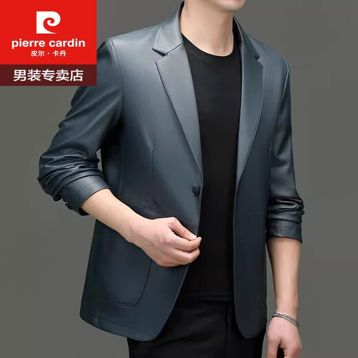 Veste en cuir en cuir authentique de Pierre Veste en cuir masculin veste en cuir décontractée et automne Hauning SheepSkin costume veste noire 175 / L recommandée 120-140jin [Jin est égal à 0,5 kg]