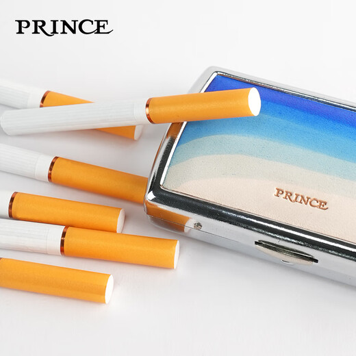 
PRINCE Prince genuine leather painted high-end metal cigarette box creative portable cigarette clip 12 thick cigarette protection box YHC12004 olive green 12 pieces